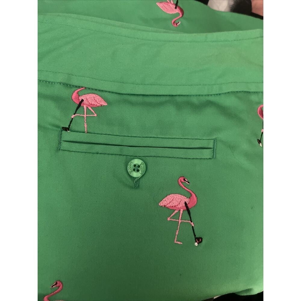 Vintage Lilly Pulitzer Green Flamingos Golfing Print Skort Skirt Women’s Sz 8 - Picture 3 of 5